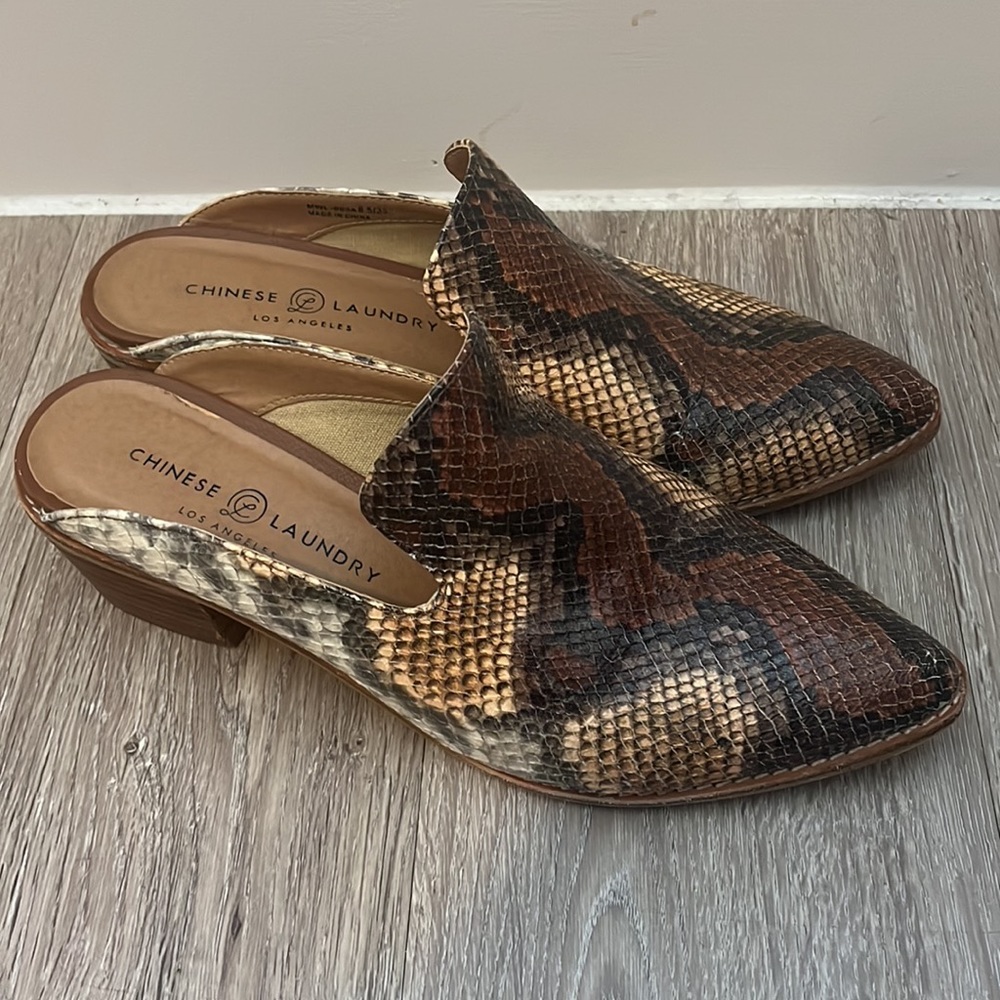 Chinese Laundry Snake Skin Mules